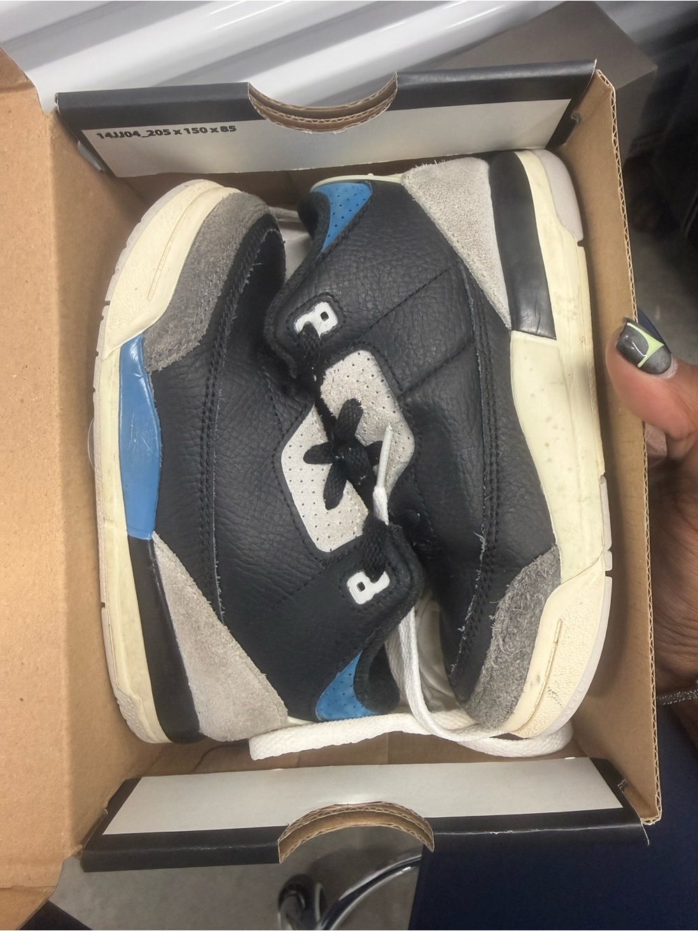 Jordan Kids Black, Blue and Gray Retro Sneaker